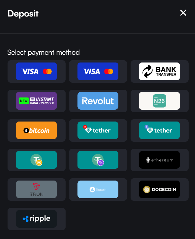 MystBet Casino Deposit Methods