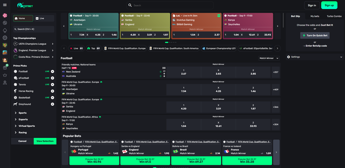 MystBet’s sportsbook stands shoulder to shoulder with the best Football Betting Sites