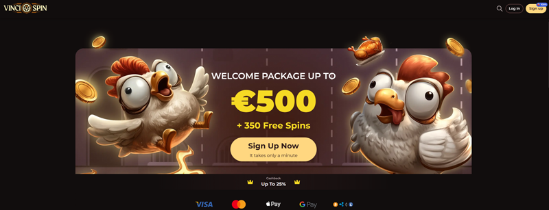 vincispin-casino-homepage